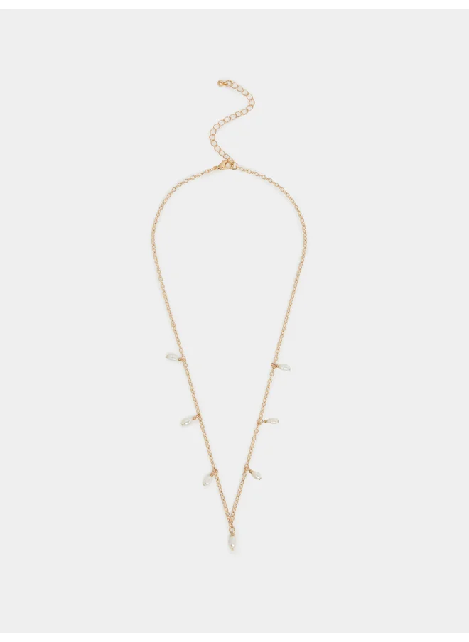 ستايلي Styli Faux Pearl Station Necklace with Lobster Clasp