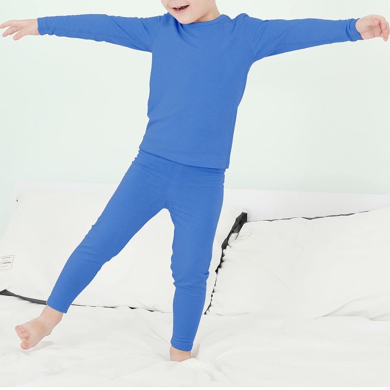 American Trends Boys Thermal Underwear Ultra Soft Kids Long Johns Thermal Sets Toddler Base Layer Sets Large (100) /3T Dark Blue  - Image 2