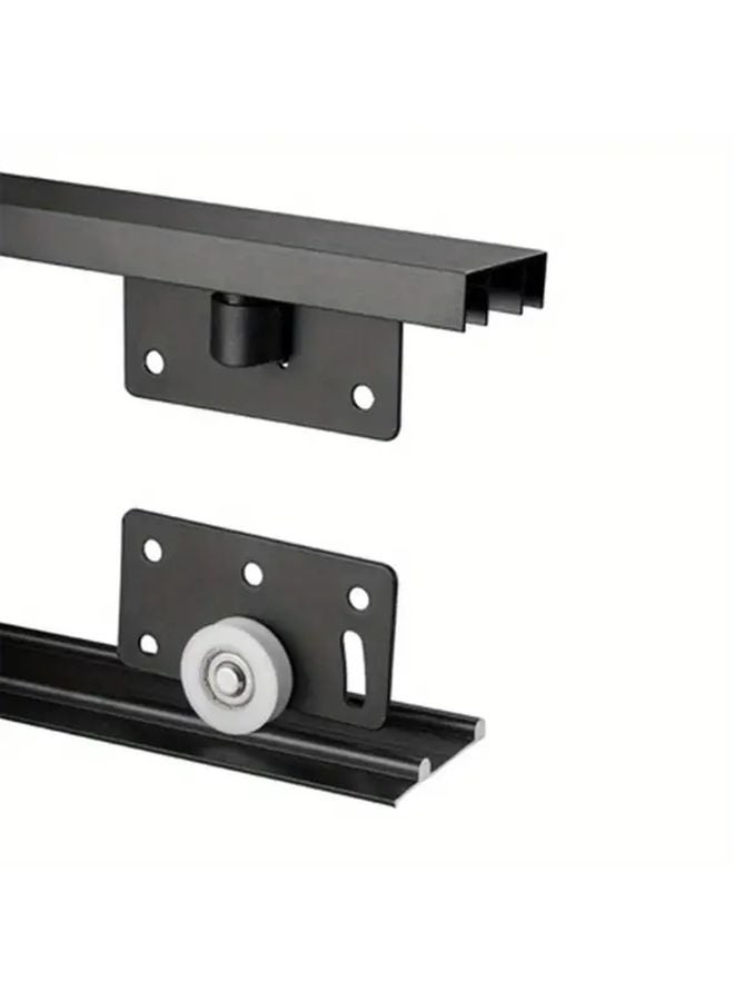 Black 1 Set Sliding Door Hardware Kit Heavy Duty Mobile Door Rollers For Wardrobe Shop Restaurant - Image 1