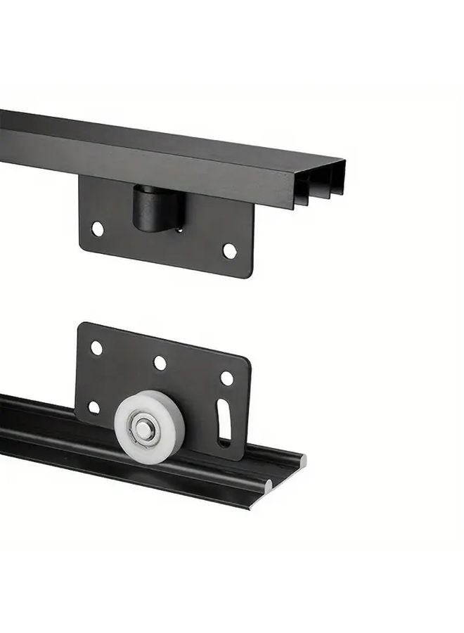 Black 1 Set Sliding Door Hardware Kit Heavy Duty Mobile Door Rollers For Wardrobe Shop Restaurant - Image 4