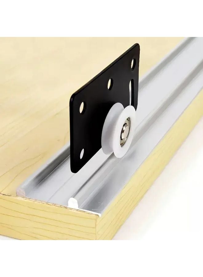 Black 1 Set Sliding Door Hardware Kit Heavy Duty Mobile Door Rollers For Wardrobe Shop Restaurant - Image 2