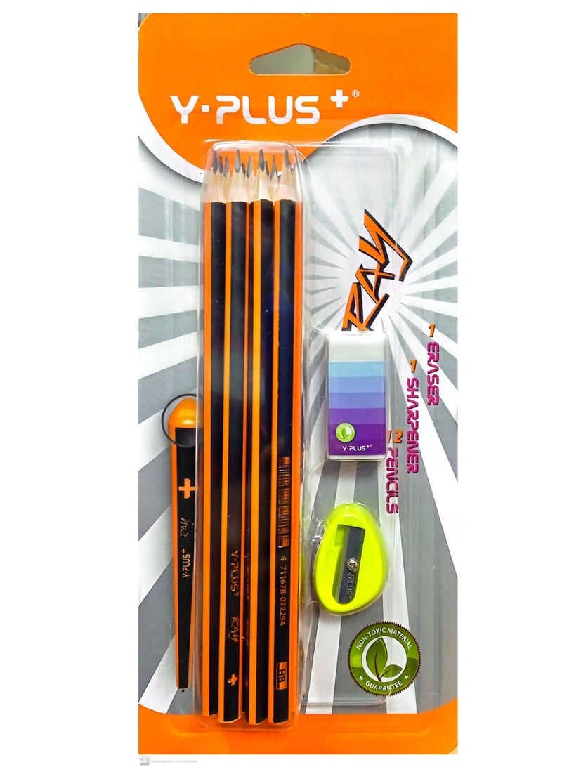 YPlus PENCILS SET WITH RUBBER AND SHARPNER - Image 1