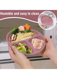 bbet Baby Feeding Set, 8 Pcs Baby Tableware Set, babyFeeding Bowl Baby Silicone Food Plate Set  Baby Spoon Blow and Plates Set, Baby Food Set Non-Slip Infant Dinnerware Set, Baby Feeding Bowl,Silicone Spoon for Baby Kids Suction Plate  - Image 4