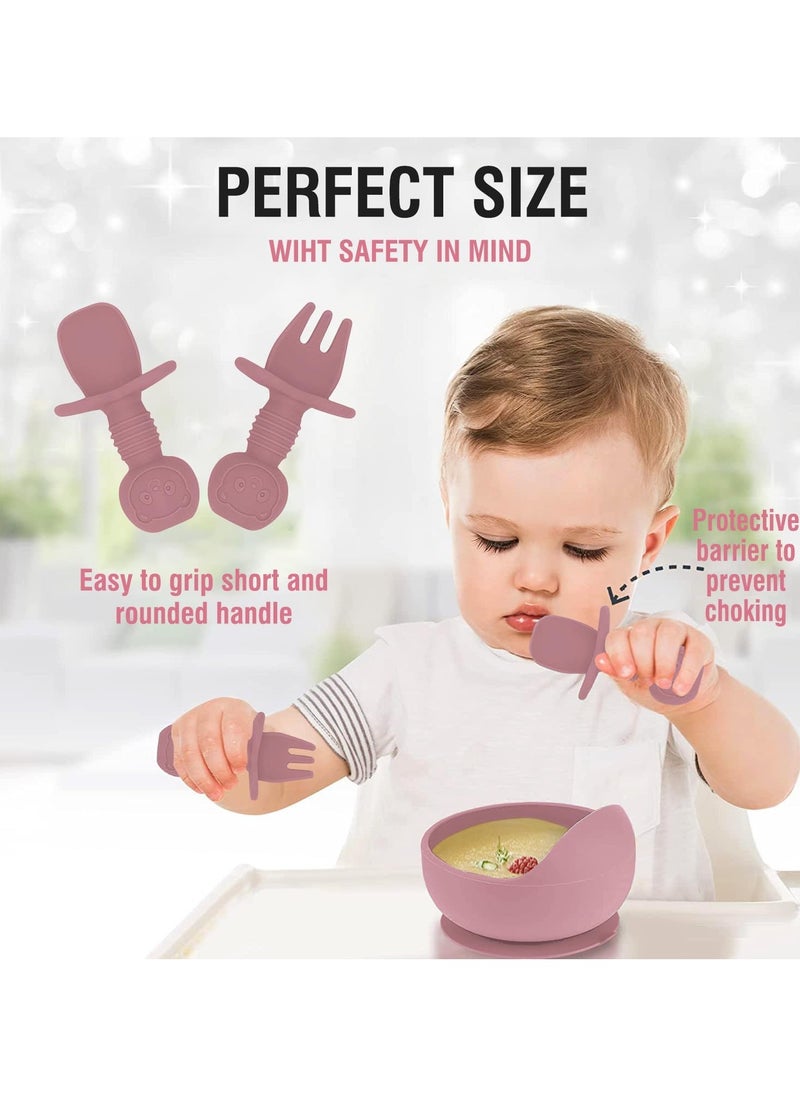 bbet - Baby Feeding Set, 8 Pcs Baby Tableware Set, babyFeeding Bowl Baby Silicone Food Plate Set  Baby Spoon Blow and Plates Set, Baby Food Set Non-Slip Infant Dinnerware Set, Baby Feeding Bowl,Silicone Spoon for Baby Kids Suction Plate - Image 1