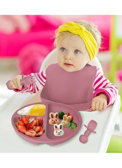bbet Baby Feeding Set, 8 Pcs Baby Tableware Set, babyFeeding Bowl Baby Silicone Food Plate Set  Baby Spoon Blow and Plates Set, Baby Food Set Non-Slip Infant Dinnerware Set, Baby Feeding Bowl,Silicone Spoon for Baby Kids Suction Plate  - Image 5