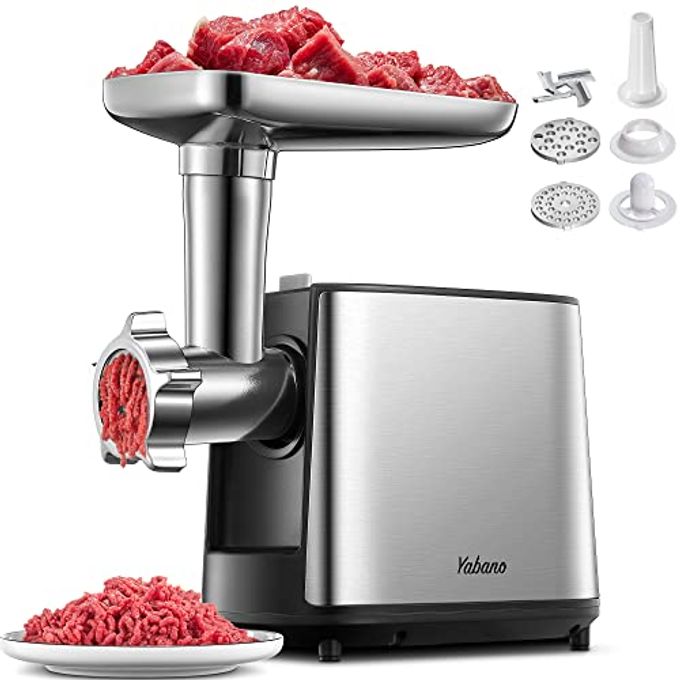 3000W MAX HEAVY DUTY ELECTRIC MEAT GRINDER WITH SAUSAGE STUFFER MAKER KUBBE KIT 2 STAINLESS STEEL GRINDING PLATES FOR HOME RESTAURANTSILVEBLACK