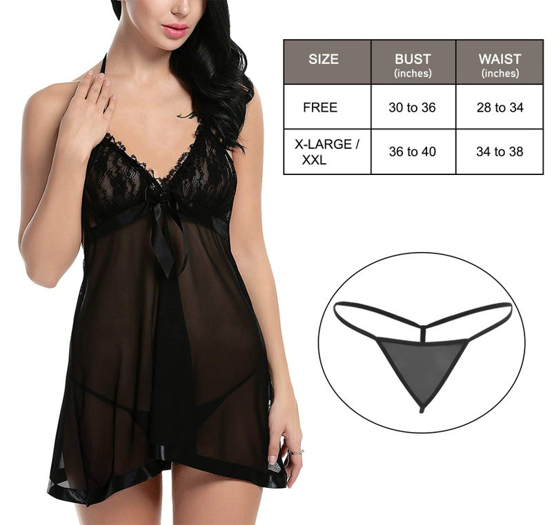 Xs and Os Women's Blended Solid Midi Babydoll (WH_FX_1010_BLACK_FREE_BV, black, Free Size) - Image 5