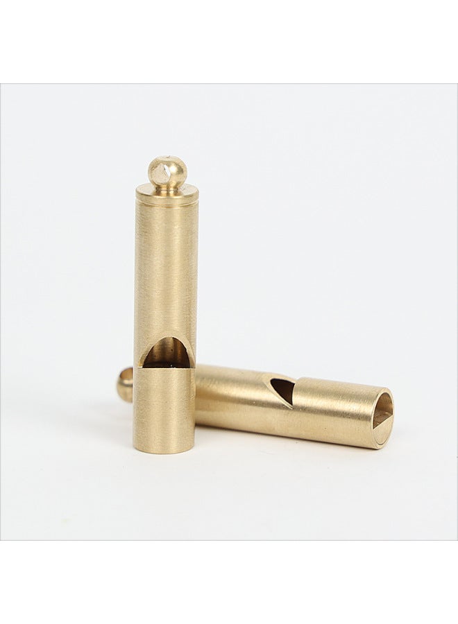 Generic Brass Whistle Keychain Whistle Brass Metal Pendant Outdoor Survival High Tone SOS Whistle Pendant Creative-Color:Brass Whistle - Image 3