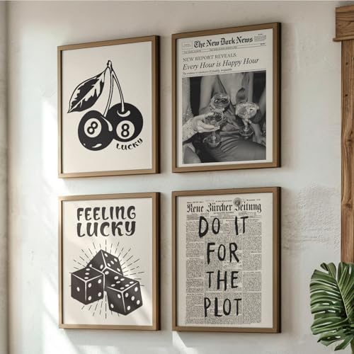 JXREQ Trendy Retro Black Y2K Wall Art Room Decor Prints Set of 4, Black Lucky 8Ball Posters Prints Wall Decor for Home College Girls Room, Do It for the Plot, 8x10 Inch Unframed - Image 4