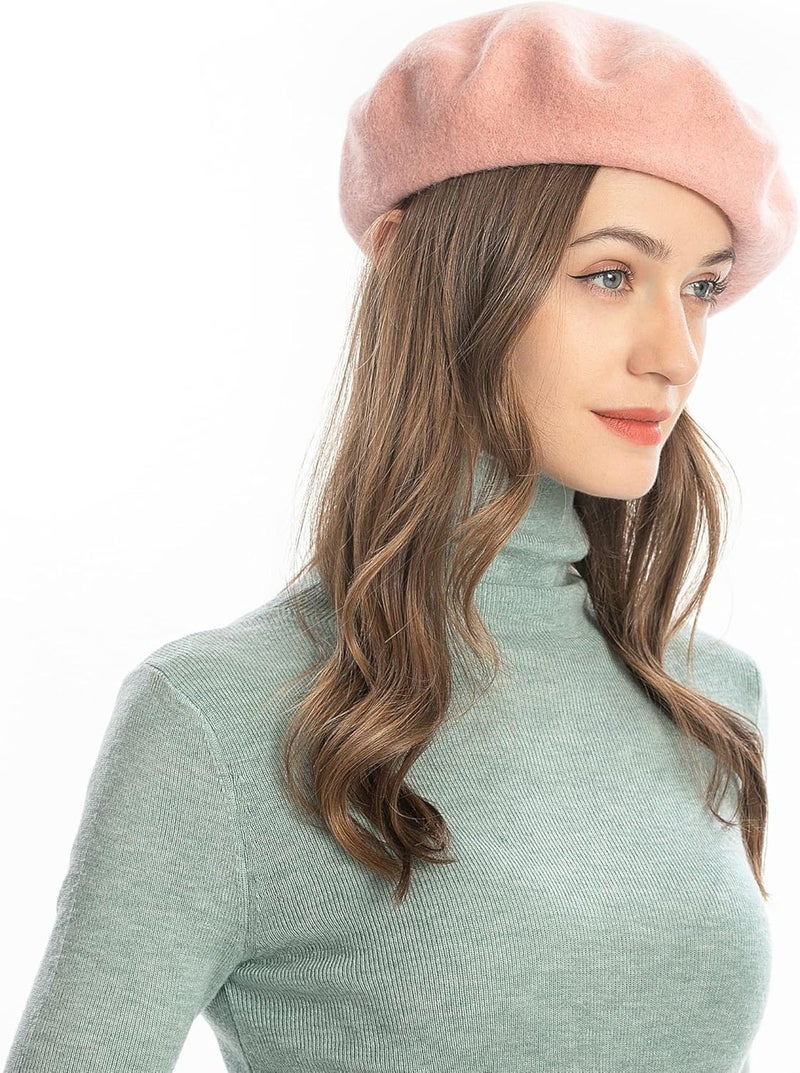 ZLYC Wool French Beret Hat Solid Color Beret Cap for Women Girls - Image 3