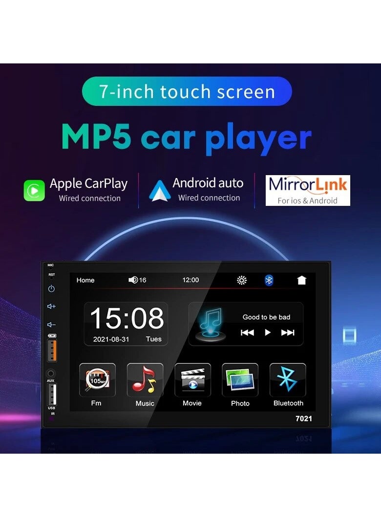 Generic - Mp5 Multimedia Player For Car, Dual Usb 7 Inch Capacitive Screen For Car, Durable Bluetooth TF Card Car Stereo Double Din Touch Screen, (Carplay MP5) - Image 1
