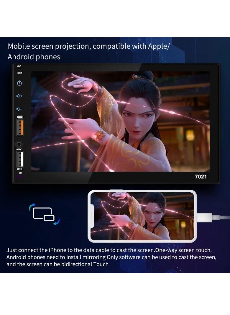 Generic - Mp5 Multimedia Player For Car, Dual Usb 7 Inch Capacitive Screen For Car, Durable Bluetooth TF Card Car Stereo Double Din Touch Screen, (Carplay MP5) - Image 1