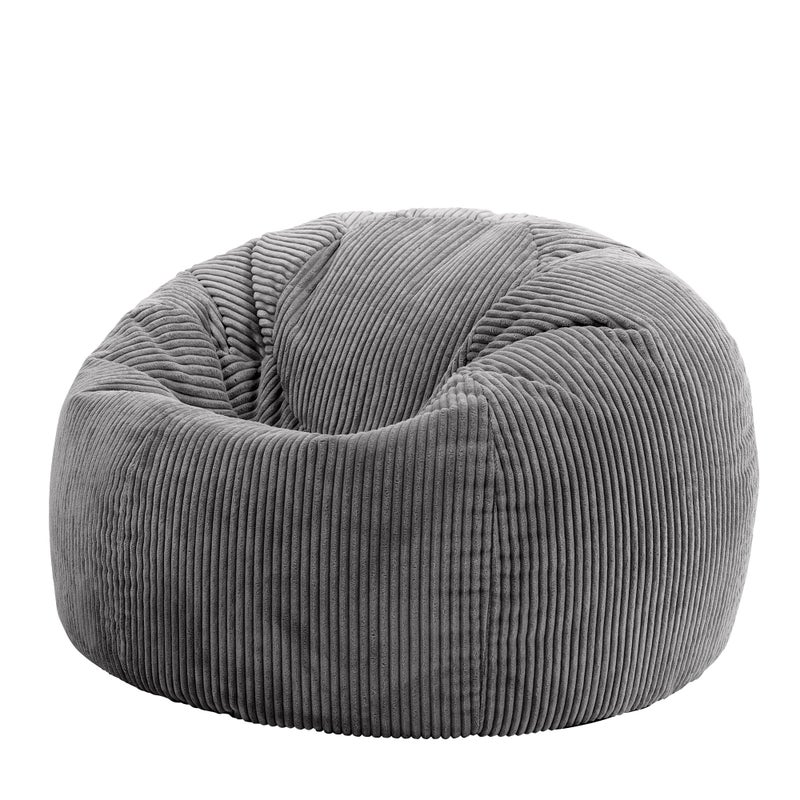 icon Kingston Cord Bean Bag Charcoal Grey Large Adult Bean Bag Chair with Filling Included Comfy Chair Living Room Furniture Bedroom Furniture