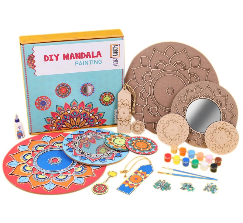 HOBBY INDIA DIY Mandala Painting Kit Coasters Rangoli Art and Craft Kit for Girls Boys 10-12 Years Coaster DIY Kit Set of 6 Festive Gifting Home Decor - Image 2