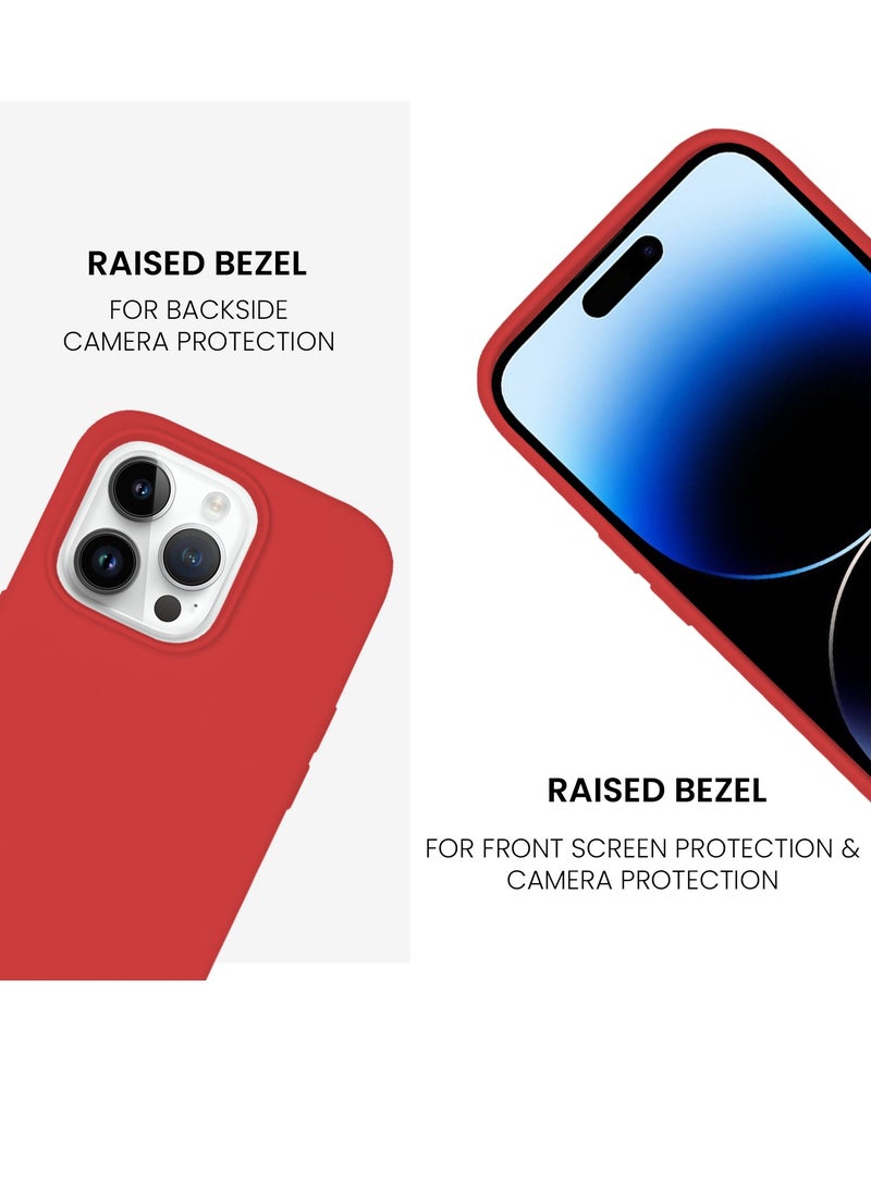 just adore حافظة آبل آيفون 14 برو، حافظة سيليكون، تشطيب غير لامع، غطاء مقاوم لبصمات الأصابع لآيفون 14 برو - أحمر - Image 5