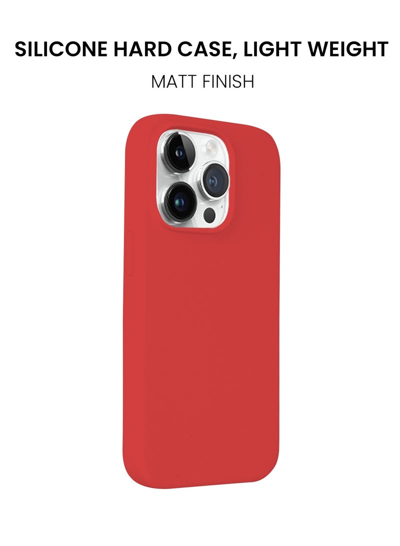 just adore حافظة آبل آيفون 14 برو، حافظة سيليكون، تشطيب غير لامع، غطاء مقاوم لبصمات الأصابع لآيفون 14 برو - أحمر - Image 2