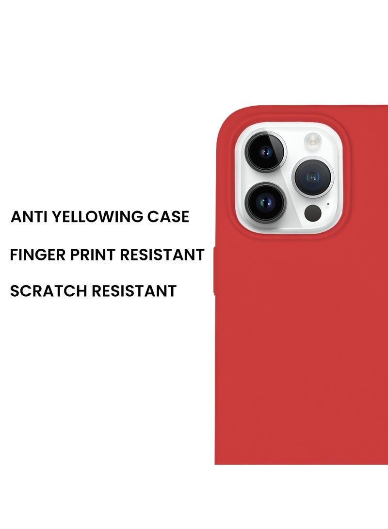 just adore حافظة آبل آيفون 14 برو، حافظة سيليكون، تشطيب غير لامع، غطاء مقاوم لبصمات الأصابع لآيفون 14 برو - أحمر - Image 3