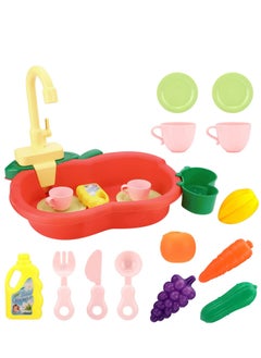 Kitchen Sink Toys, Wash Up Kids Set Electric Dishwasher Playing Toy with Running Water Cycle System and Accessories Role Play Toys for Boys Girls Children Gifts