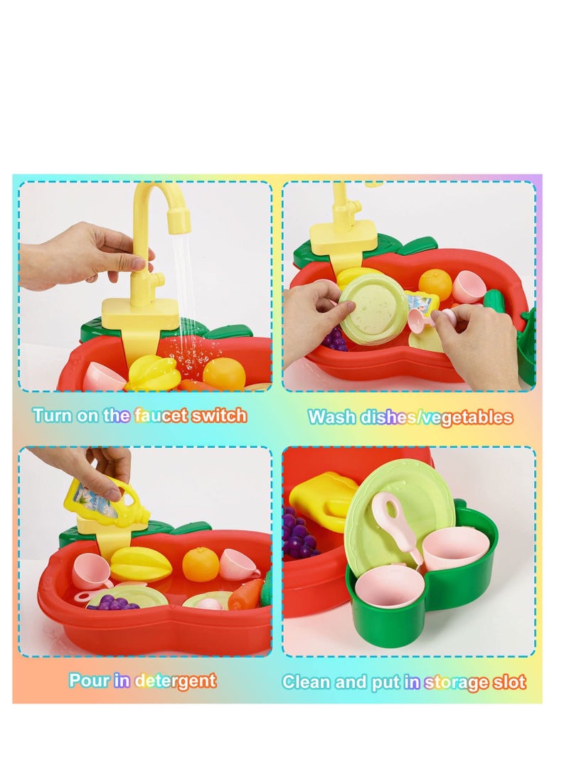 Y&D - Kitchen Sink Toys, Wash Up Kids Set Electric Dishwasher Playing Toy with Running Water Cycle System and Accessories Role Play Toys for Boys Girls Children Gifts - Image 1