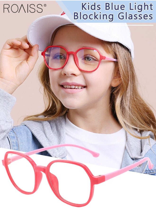 roaiss Blue Light Blocking Glasses for Kids, Anti Eyestrain Computer Glasses, Gaming Eyewear UV400 Protection with Light Weight TR90 Frame for Boys Girls and Children Age 3-12, Rose Red and Pink  - Image 1