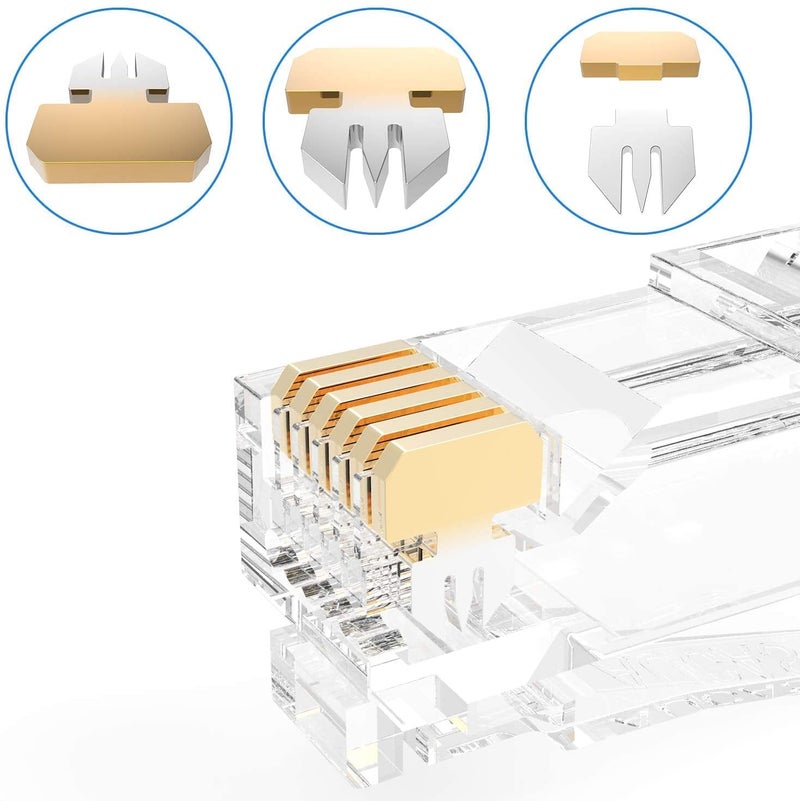 Seth Enterprises (Cat6 100pcs pack with Rj45 Caps) RJ45 Gold Plated Pass Through Connectors - Image 5