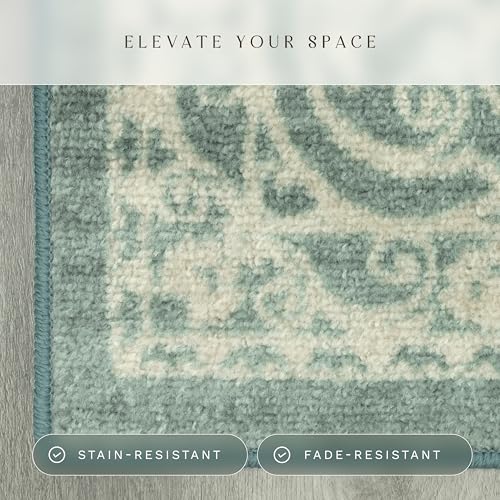 Maples Rugs Pelham Transitional Area Rugs - Made in USA - Washable, Non Slip, Indoor Carpet for Entryway, Foyer, Kitchen, and Bathroom, 1'8 x 2'10, Light Spa - Image 4