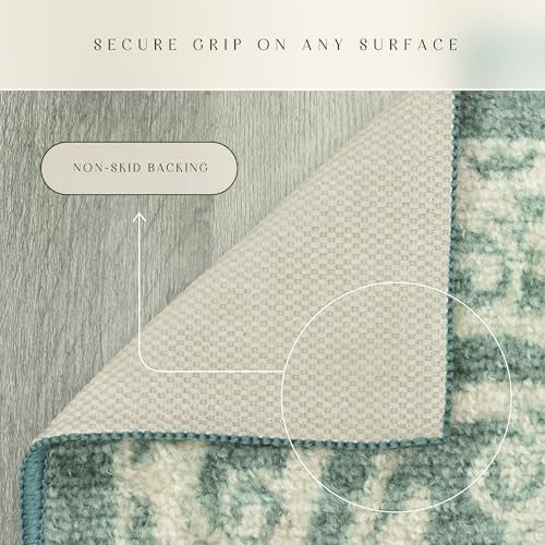 Maples Rugs Pelham Transitional Area Rugs - Made in USA - Washable, Non Slip, Indoor Carpet for Entryway, Foyer, Kitchen, and Bathroom, 1'8 x 2'10, Light Spa - Image 5