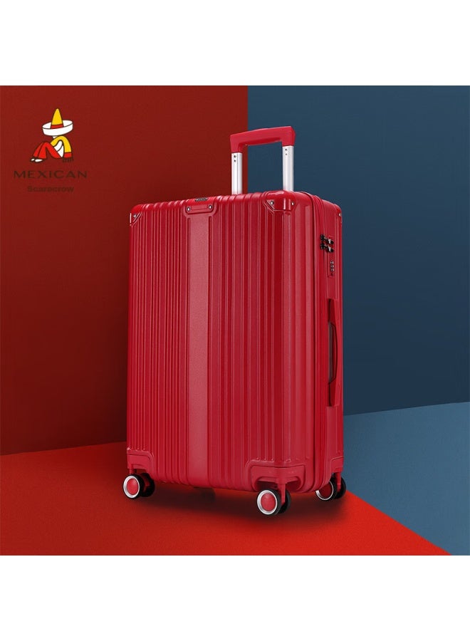 Scarecrow 20-inch Small Suitcase For Men And Women, Wedding Dowry, Trolley Case With Password Lock, Travel Leather Luggage, Carry-on, Red - Image 3