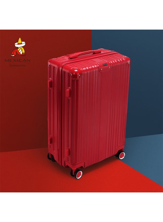 Scarecrow 20-inch Small Suitcase For Men And Women, Wedding Dowry, Trolley Case With Password Lock, Travel Leather Luggage, Carry-on, Red - Image 2