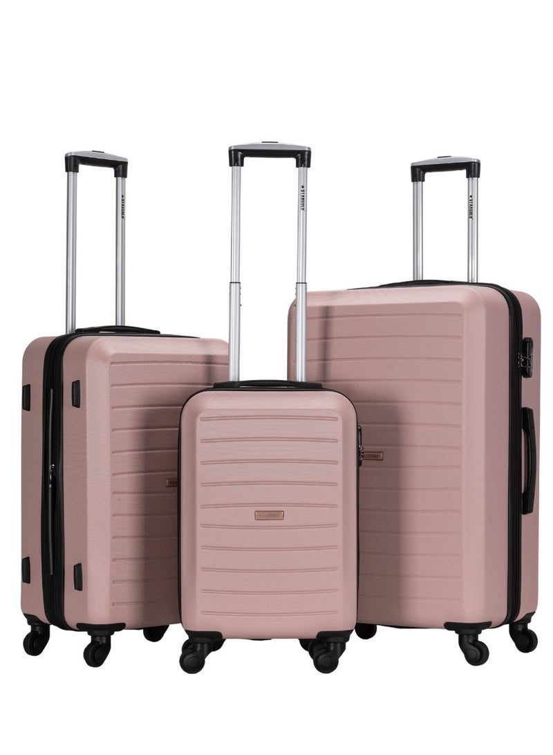 ABS Hardside 3-Piece Trolley, Suitcase Set, Luggage Set,Travel Bags,Spinner Wheels with Number Lock 20/24/28 Inches Pale Mauve