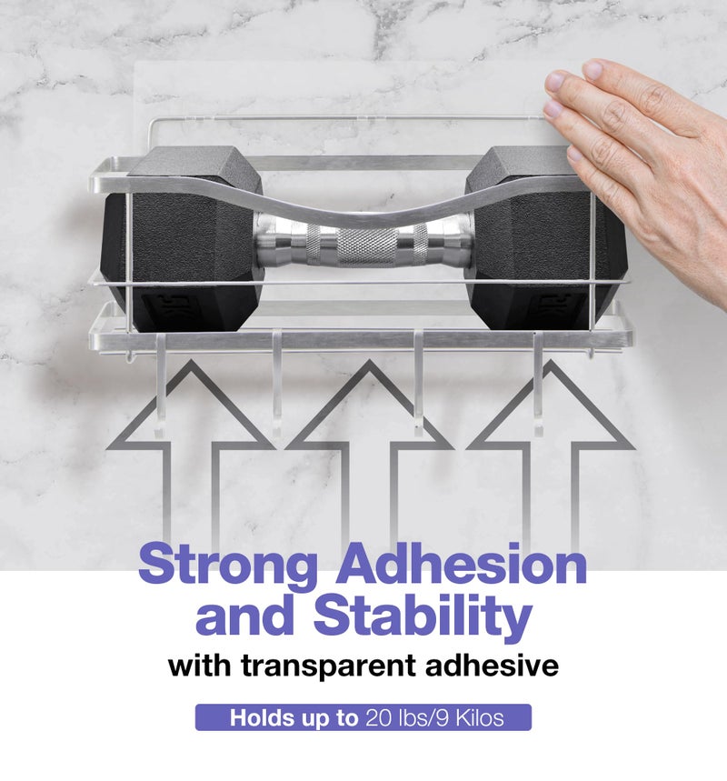 KINCMAX Premium Shower Caddy, Self Adhesive Wall Shower Organizer, 2-Pack No Drill Bathroom Shelves, Rustproof Stainless Steel Shampoo Holder, Storage Rack, Silver - Image 4