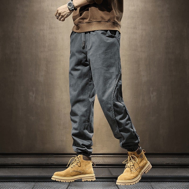 Casual Pants Mens Spring and Autumn New Korean Style Trendy Brand Ins Fashionable Plump Handsome Loose Tote Overalls gray - Image 1