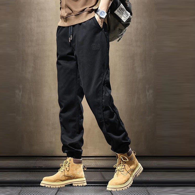 Casual Pants Mens Spring and Autumn New Korean Style Trendy Brand Ins Fashionable Plump Handsome Loose Tote Overalls gray - Image 2