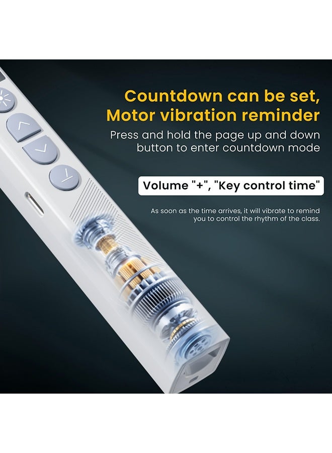 Wffo Wireless Presenter Clicker - Wireless Presentation Clicker with Telescopic Pointer Stick - Rechargeable Presenter Remote Light Pointer with Touch Screen Stylus Pen and Digital Display - Available for Keynote, PPT, Mac, PC, Laptop - White - Image 2