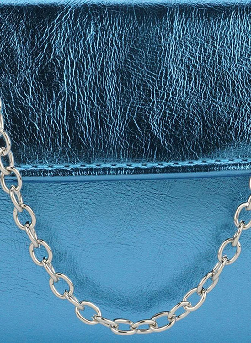 Globus  Turquoise Blue Shiny Single Handle Handbag for Women | Best Price UAE