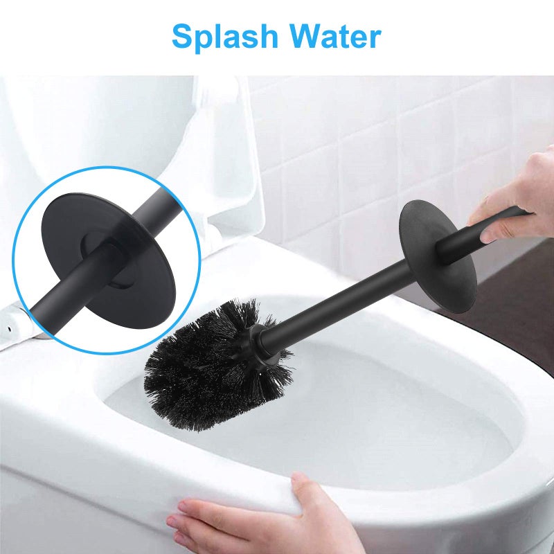 BGL Stainless Steel Toilet Brush with Holder, 2 Black Bristle Heads - Image 5