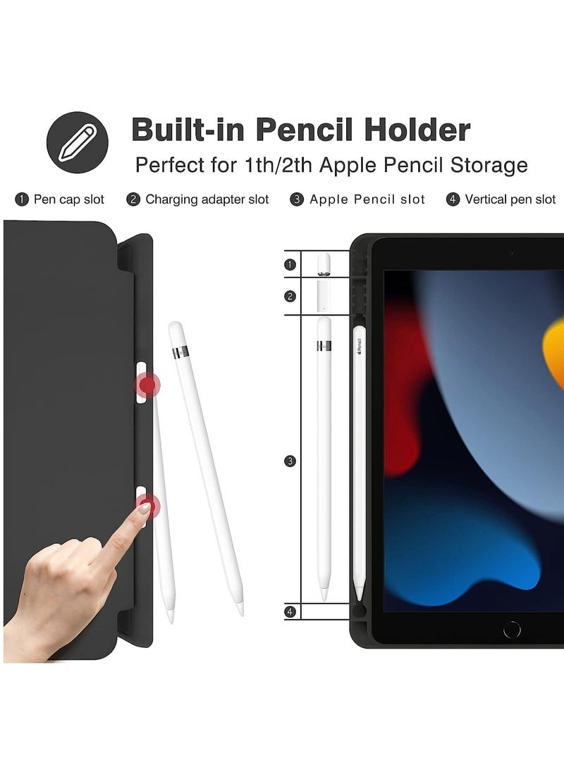 DUSALA iPad 10.2 Case for 9th, 8th & 7th Generation | Slim Smart Trifold Stand Cover with Auto Wake/Sleep Function | Soft TPU Back Protective Shell with Pencil Holder | Lightweight Magnetic Flip Case for iPad 10.2 Inch – Black - Image 5