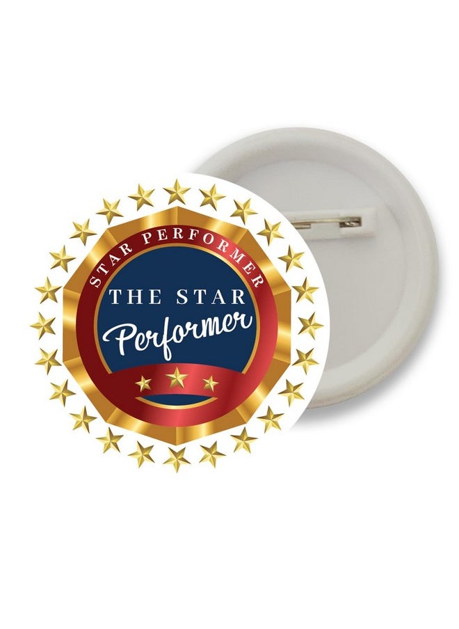 D2c D2C Badges of Star performer of the Month Round Shape Badge For Students Colleges classes Office Small Business entrepreneur batches for Bags, Backpack, Size-58mm Multicolor D6 Pack of 1 