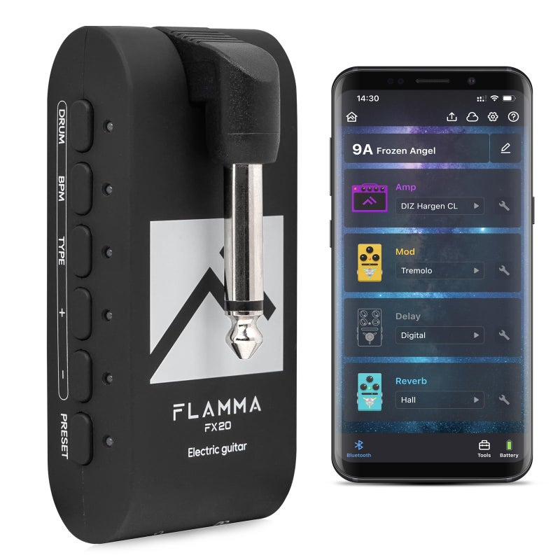 FLAMMA FX20 Guitar Headphone Amp with APP 40 Drum Grooves 52 Amp Modes 5 Delay 5 Reverb Effects 14 Modulations for Practice Recording and Creativity - Image 1