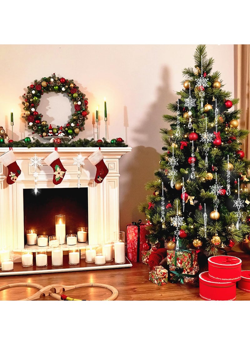 زينة شجرة الكريسماس الكريستالية، 20 قطعة من الكريستال الشفاف المعلق، زينة الثلج والثلج المتدلي من الأكريليك لتزيين المراكز لحفلات الزفاف وعيد الميلاد وزينة المنزل - Image 3