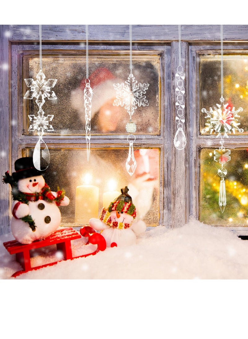 زينة شجرة الكريسماس الكريستالية، 20 قطعة من الكريستال الشفاف المعلق، زينة الثلج والثلج المتدلي من الأكريليك لتزيين المراكز لحفلات الزفاف وعيد الميلاد وزينة المنزل - Image 4