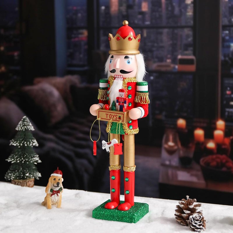 Vipush Christmas Wooden Nutcracker Soldier - 14 Inch Prince Style Nutcracker Figure Ornament Desktop Nutcracker Ornament Xmas Puppet Decor Nutcracker Doll Pendant for Party Store Home - Image 5