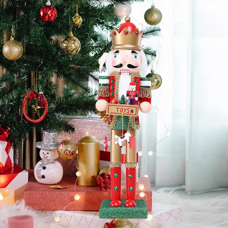 Vipush Christmas Wooden Nutcracker Soldier - 14 Inch Prince Style Nutcracker Figure Ornament Desktop Nutcracker Ornament Xmas Puppet Decor Nutcracker Doll Pendant for Party Store Home - Image 4