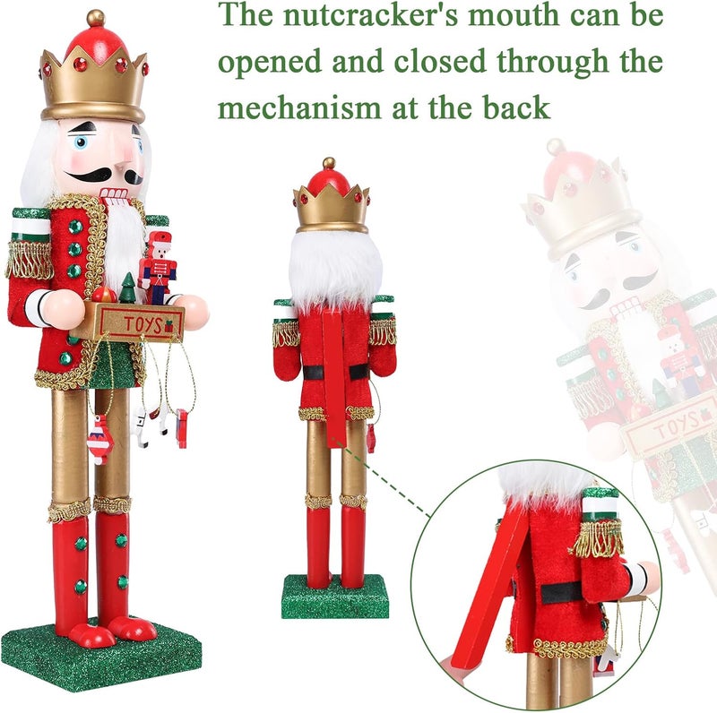 Vipush Christmas Wooden Nutcracker Soldier - 14 Inch Prince Style Nutcracker Figure Ornament Desktop Nutcracker Ornament Xmas Puppet Decor Nutcracker Doll Pendant for Party Store Home - Image 3