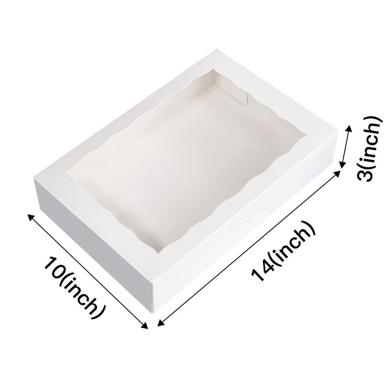 SOROO White Pastry Bakery Box 14x10x3inch,Large Donuts,Muffins,Cookies Boxes with PVC Window - Auto-Pop up Paper Box Nature Cardboard Take Out Container,Pack of 8 - Image 2