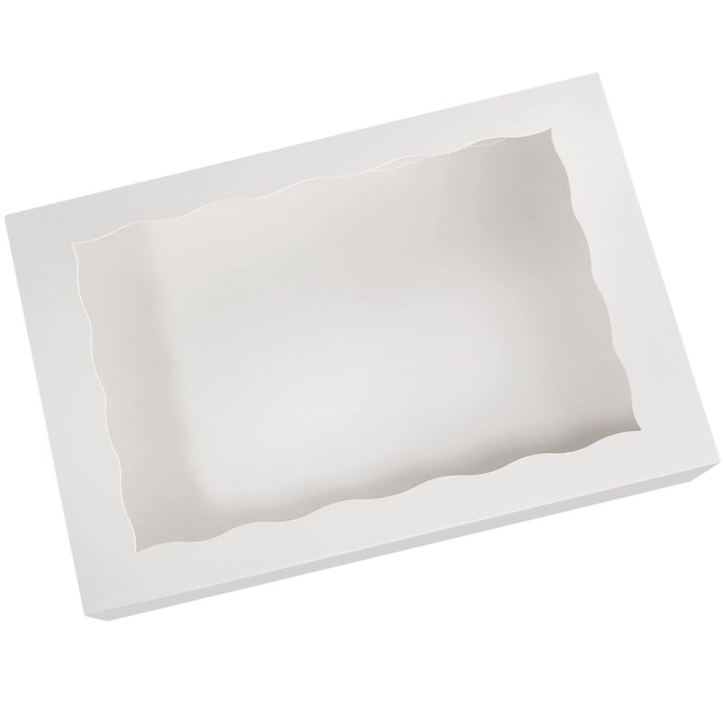 SOROO White Pastry Bakery Box 14x10x3inch,Large Donuts,Muffins,Cookies Boxes with PVC Window - Auto-Pop up Paper Box Nature Cardboard Take Out Container,Pack of 8 - Image 3