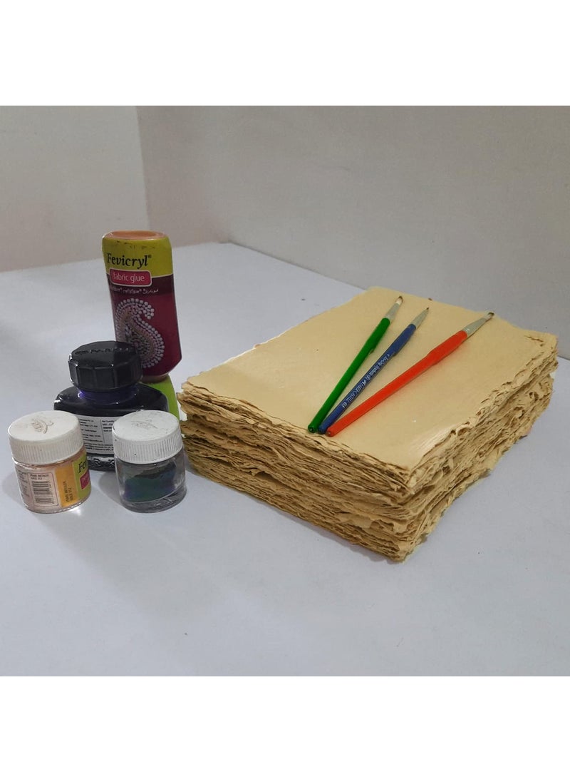 Deckle Papers Deckle Papers Multipurpose Handmade Cotton PaperDrawing Paper Calligraphy DIYProject Scrapbooking Gift Wrap Art and Craft Origami Size10x12 Pack of20 Brown  - Image 4