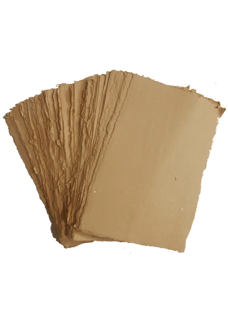 Deckle Papers Deckle Papers Multipurpose Handmade Cotton PaperDrawing Paper Calligraphy DIYProject Scrapbooking Gift Wrap Art and Craft Origami Size10x12 Pack of20 Brown  - Image 2