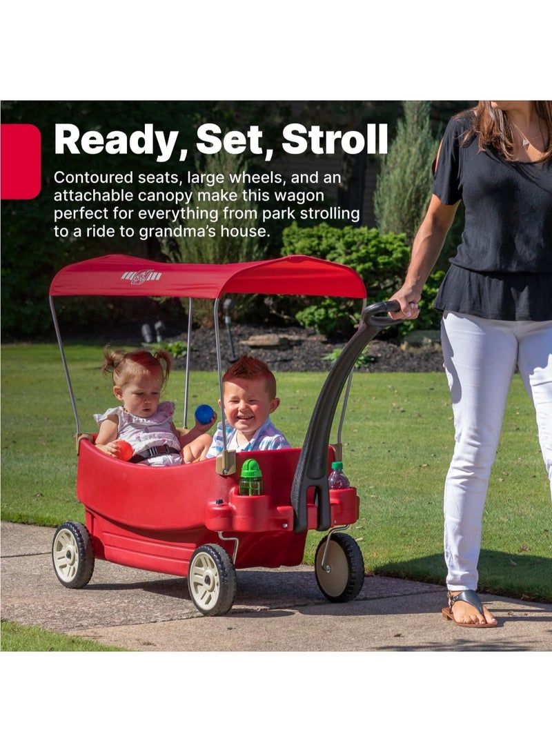 ستيب2 ‏ستيب 2 عربة سقف للأطفال – قابلة للتحويل إلى سرير/مقعد/طاولة، 6 حوامل أكواب، عجلات “ويسبر رايد” هادئة، مقبض سحب سهل، تخزين كبير، للأعمار 1.5–5 سنوات - Image 4