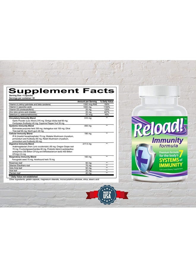 Generic Reload! Immunity Antioxidant, Echinacea, Vitamins A, C, D, Zinc, Selenium, Ginkgo, Aloe, Probiotic/Prebiotic, Fenugreek Capsule 120ct, 30 Day Supply  - Image 3